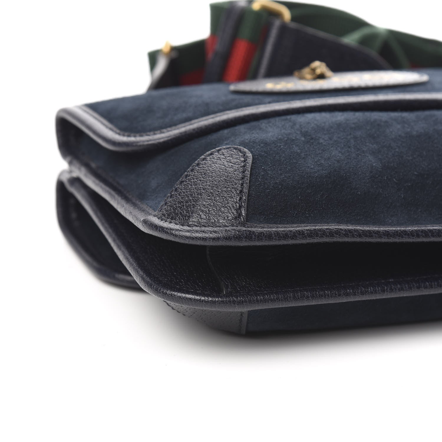 Gucci Suede Web Small Neo Vintage Double Flap Messenger Bag Blue 8 of 10