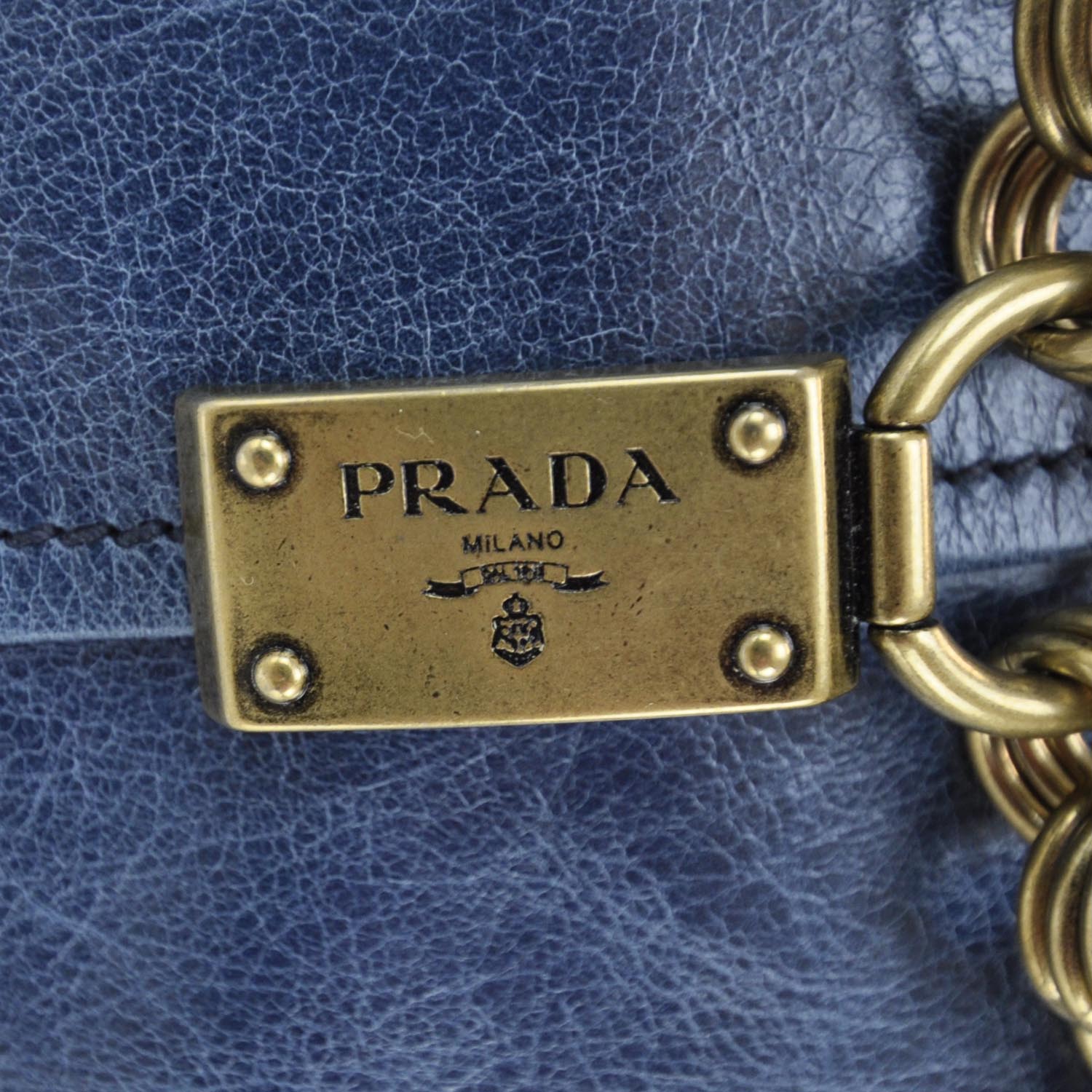 Prada Vitello Shine Hobo Denim 8 of 14