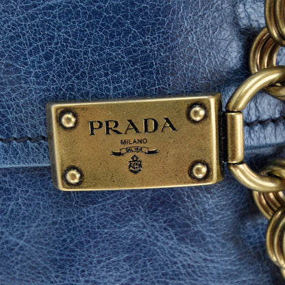 Prada Vitello Shine Hobo Denim 8 of 14