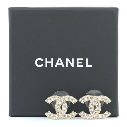 Chanel Crystal Timeless CC Earrings Light Gold 5 of 5
