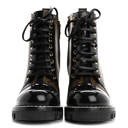 Louis Vuitton Patent Calfskin Monogram Star Trail Ankle Boots 38.5 Black 3 of 10