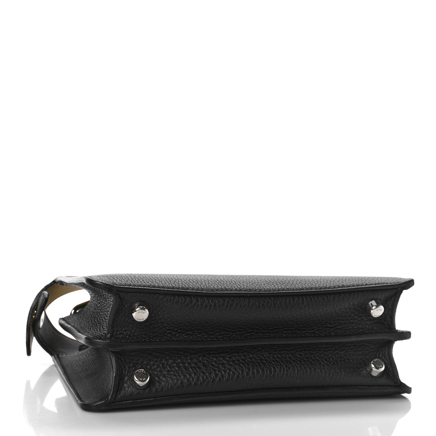 Cuoio Romano Vitello Cover Glazed Fabric Bi-Color FF 1974 Mini Peekaboo I SEE U Satchel Black Mimosa Tobacco Moro