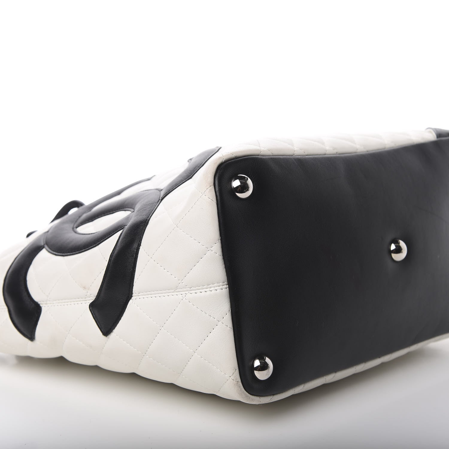 Chanel Calfskin Quilted Large Cambon Tote White Black 6 of 18