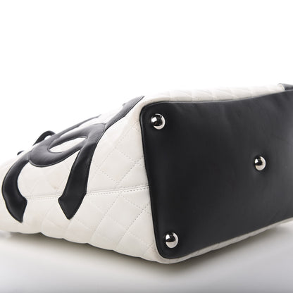 Chanel Calfskin Quilted Large Cambon Tote White Black 6 of 18