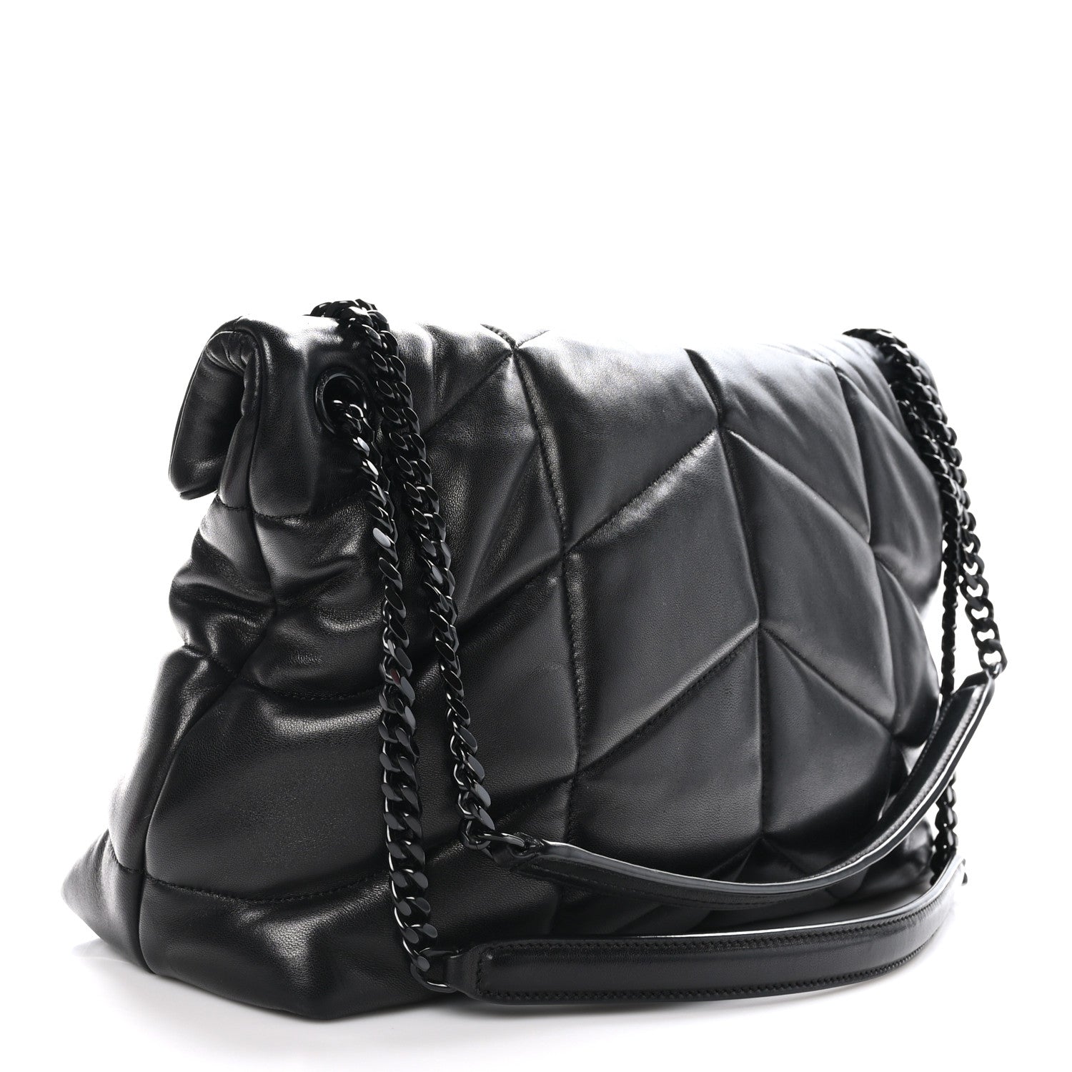 Saint Laurent Lambskin Quilted Monogram Monochrome Medium Loulou Puffer Chain Satchel Black 3 of 10