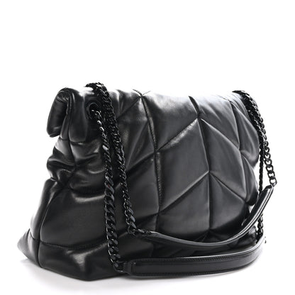 Saint Laurent Lambskin Quilted Monogram Monochrome Medium Loulou Puffer Chain Satchel Black 3 of 10