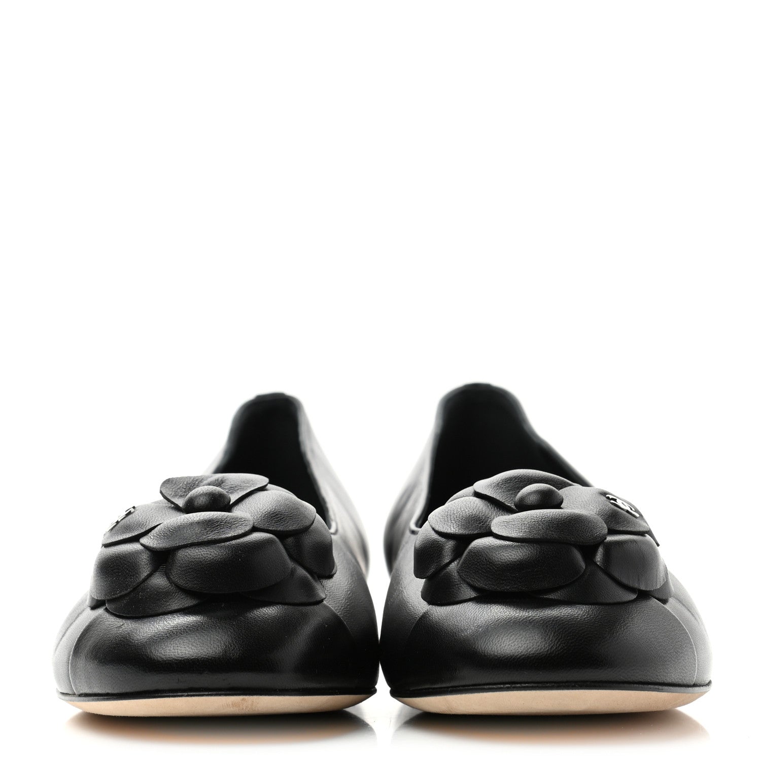 Chanel Lambskin Camellia Ballerina Flats 37.5 Black 2 of 10