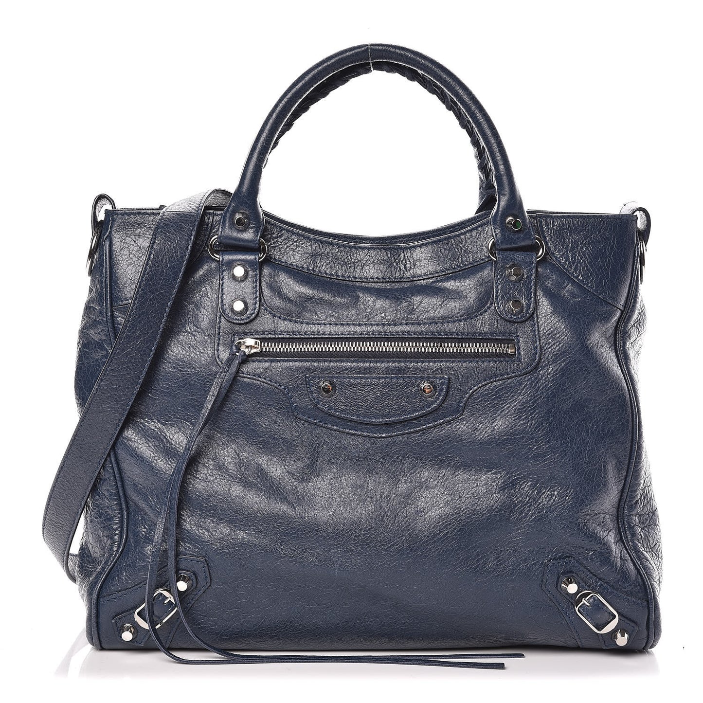 Agneau Classic Silver Hardware Velo Bleu Obscur