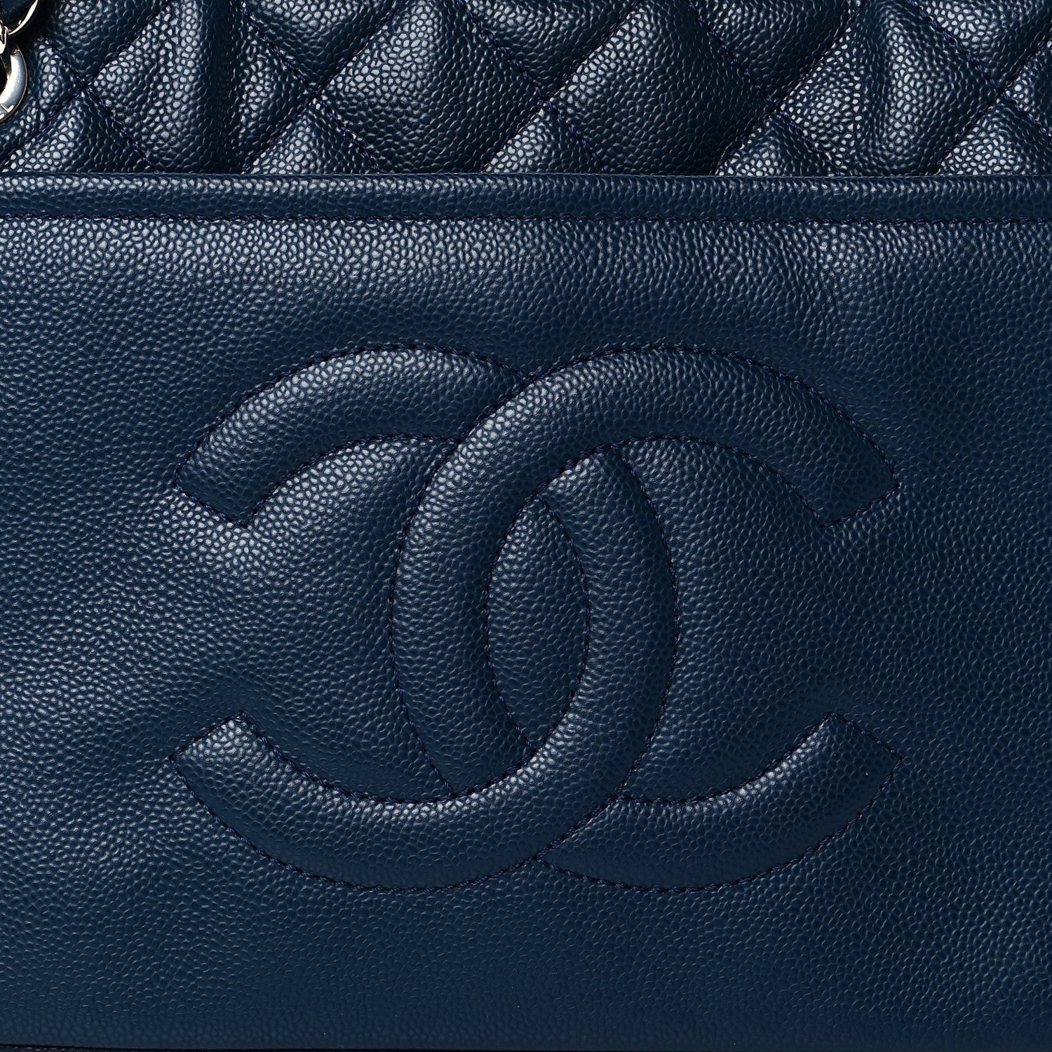 Chanel Caviar Quilted Timeless CC Soft Tote Navy Blue 7 of 9