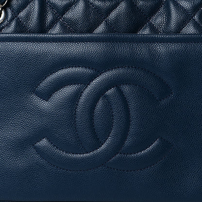 Chanel Caviar Quilted Timeless CC Soft Tote Navy Blue 7 of 9