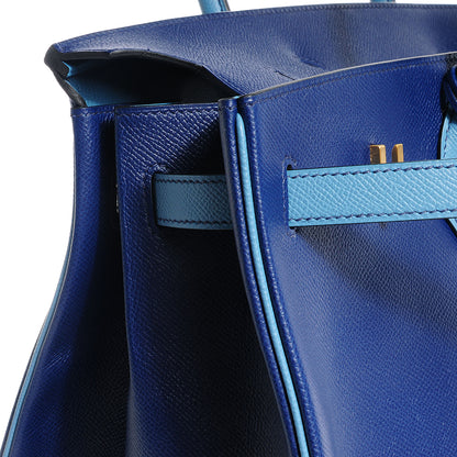 Hermes Epsom Horseshoe Bi-Color Birkin 40 Bleu Sapphire Blue Jean 12 of 27