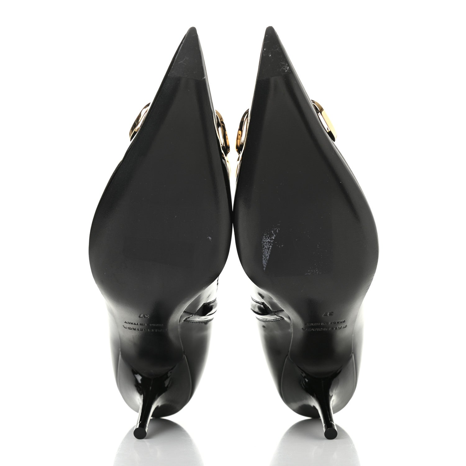 Balenciaga Patent BB Pointy Toe Ankle Booties 37 Black 5 of 8