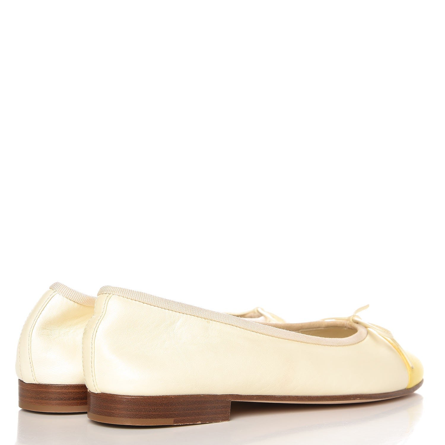 Chanel Lambskin Cap Toe Ballerina Flats 36 White Yellow 4 of 10