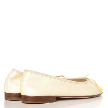 Chanel Lambskin Cap Toe Ballerina Flats 36 White Yellow 4 of 10