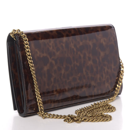 Saint Laurent Patent Monogram Chain Wallet Tortoiseshell 3 of 11
