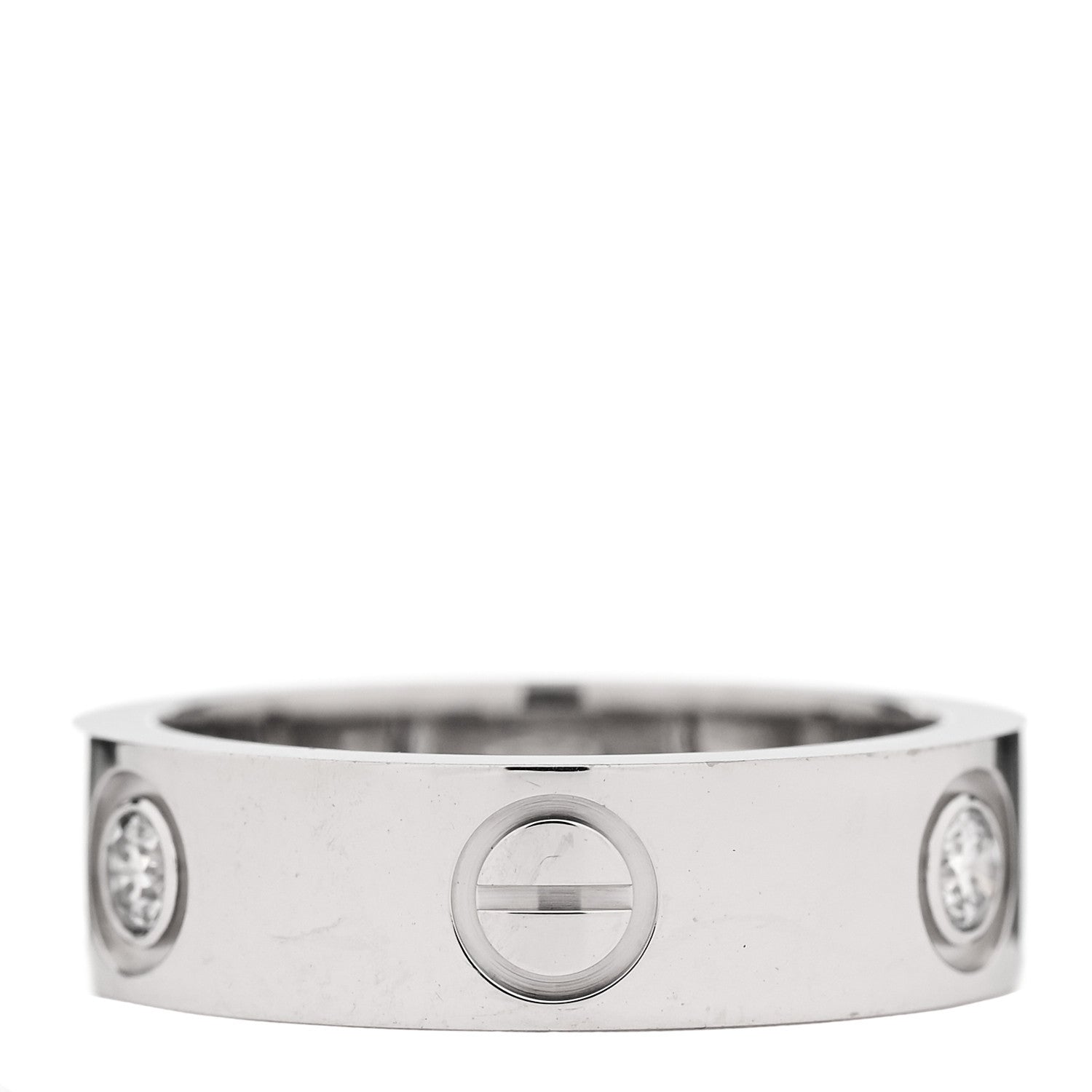 Cartier 18K White Gold 3 Diamond 5.5mm LOVE Ring 51 5.75 3 of 5
