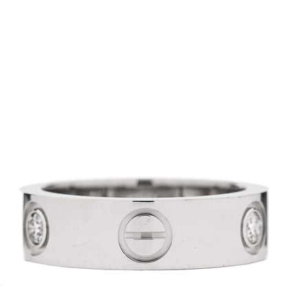 Cartier 18K White Gold 3 Diamond 5.5mm LOVE Ring 51 5.75 3 of 5