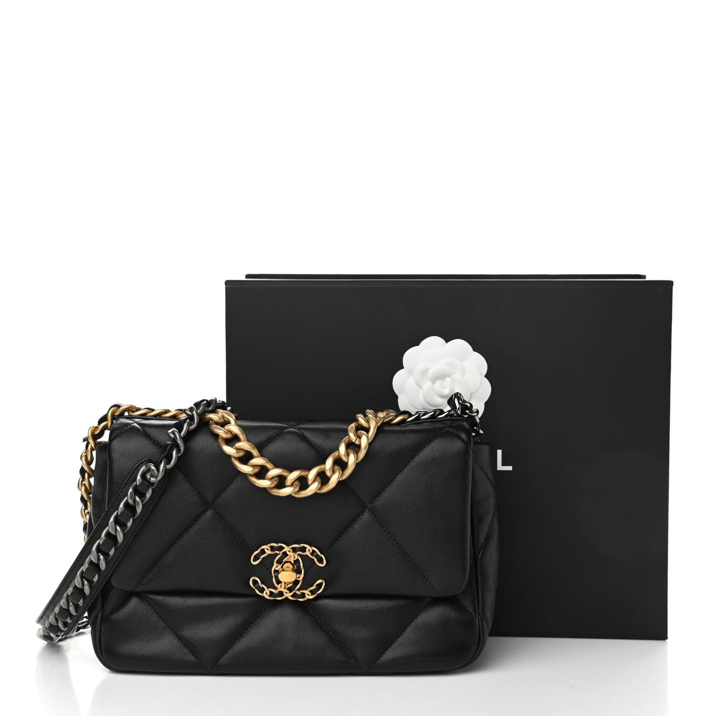 Lambskin Quilted Medium Chanel 19 Flap Black