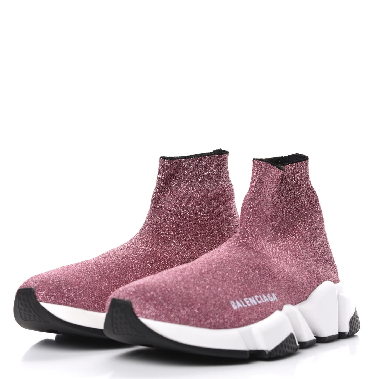 Laminated Knit Bi-Color Sole Womens Speed Sneakers 36 Pink White Black