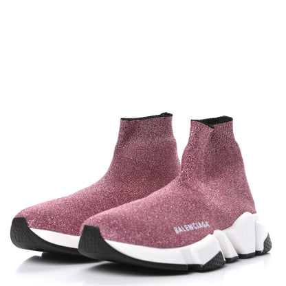 Balenciaga Laminated Knit Bi-Color Sole Womens Speed Sneakers 36 Pink White Black 2 of 11