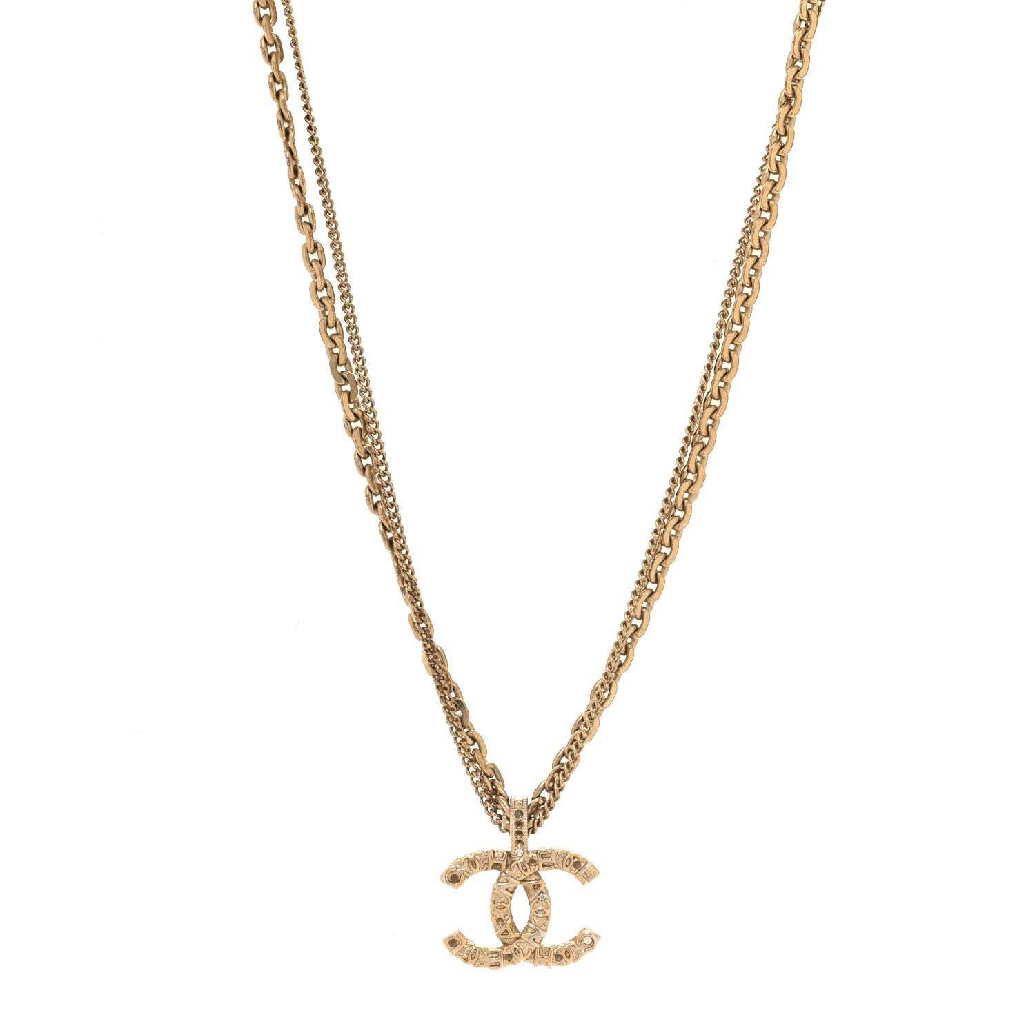 Chanel Crystal CC Multi Strand Chain Necklace Gold 1 of 6
