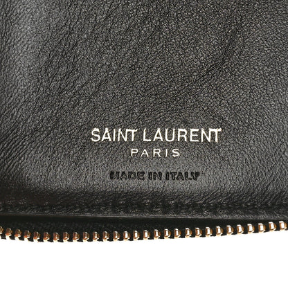 Saint Laurent Patent Matelasse Monogram Vicky Zip Around Card Holder Black 6 of 9