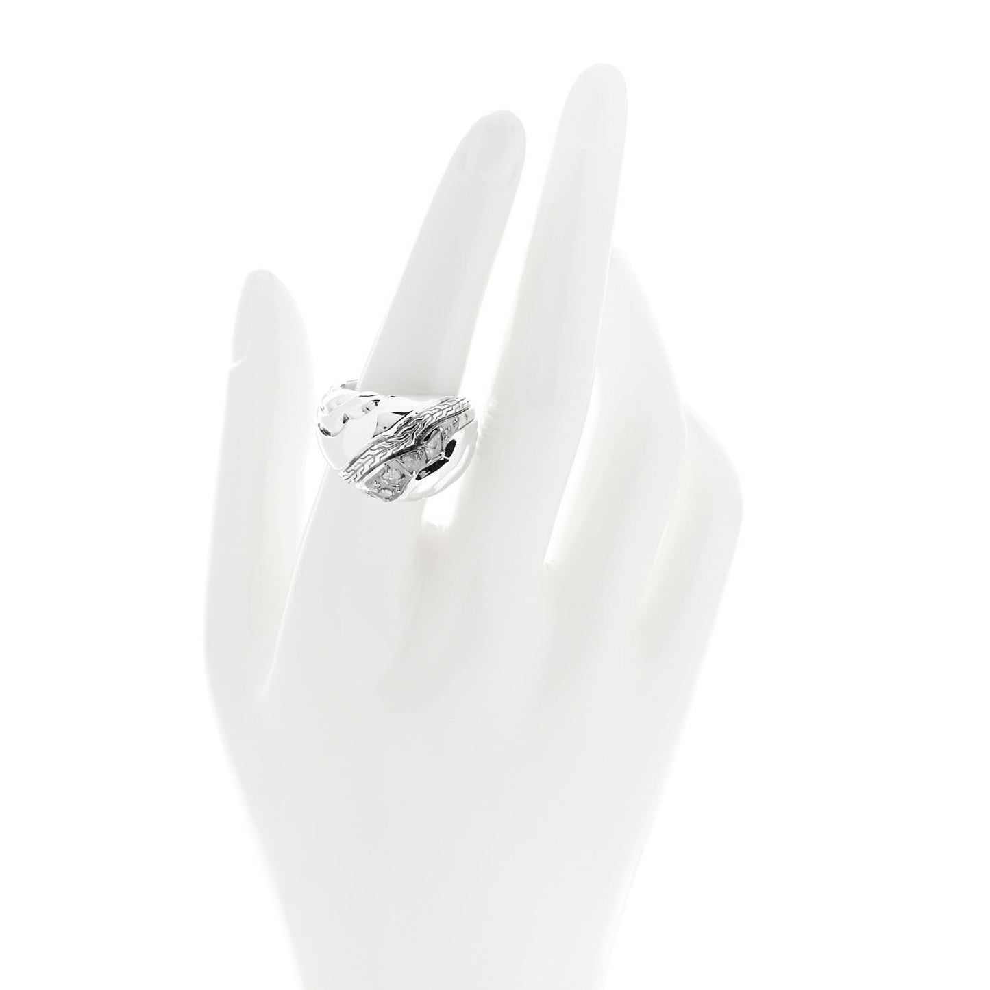 Sterling Silver Grey Diamond Lahar Dome Ring 54 7