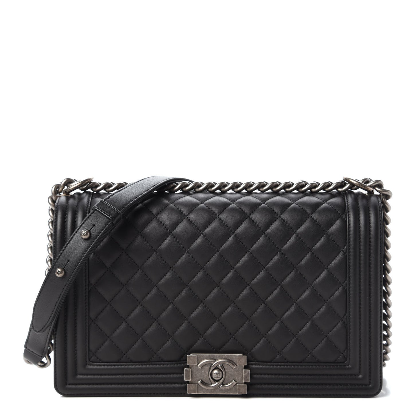 Calfskin Quilted New Medium Boy Flap Black