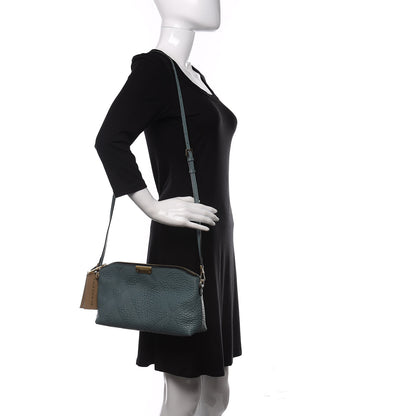 Burberry Signature Grain Calfskin Check Embossed Small Chichester Crossbody Clutch Bag Celadon Blue 2 of 10