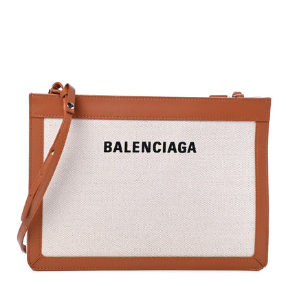 Balenciaga Cotton Canvas Pochette Crossbody Bag Tan 1 of 4