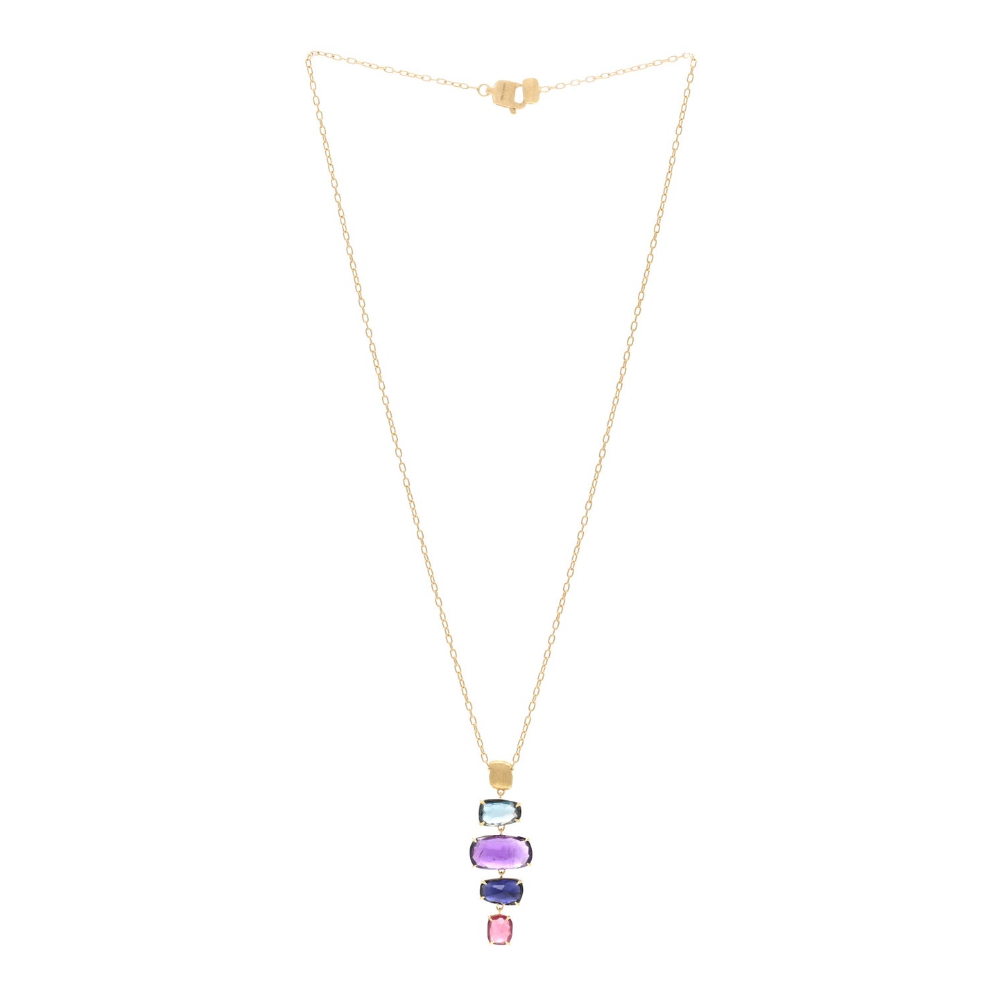 18K Yellow Gold Multi Gemstone Murano Pendant Necklace