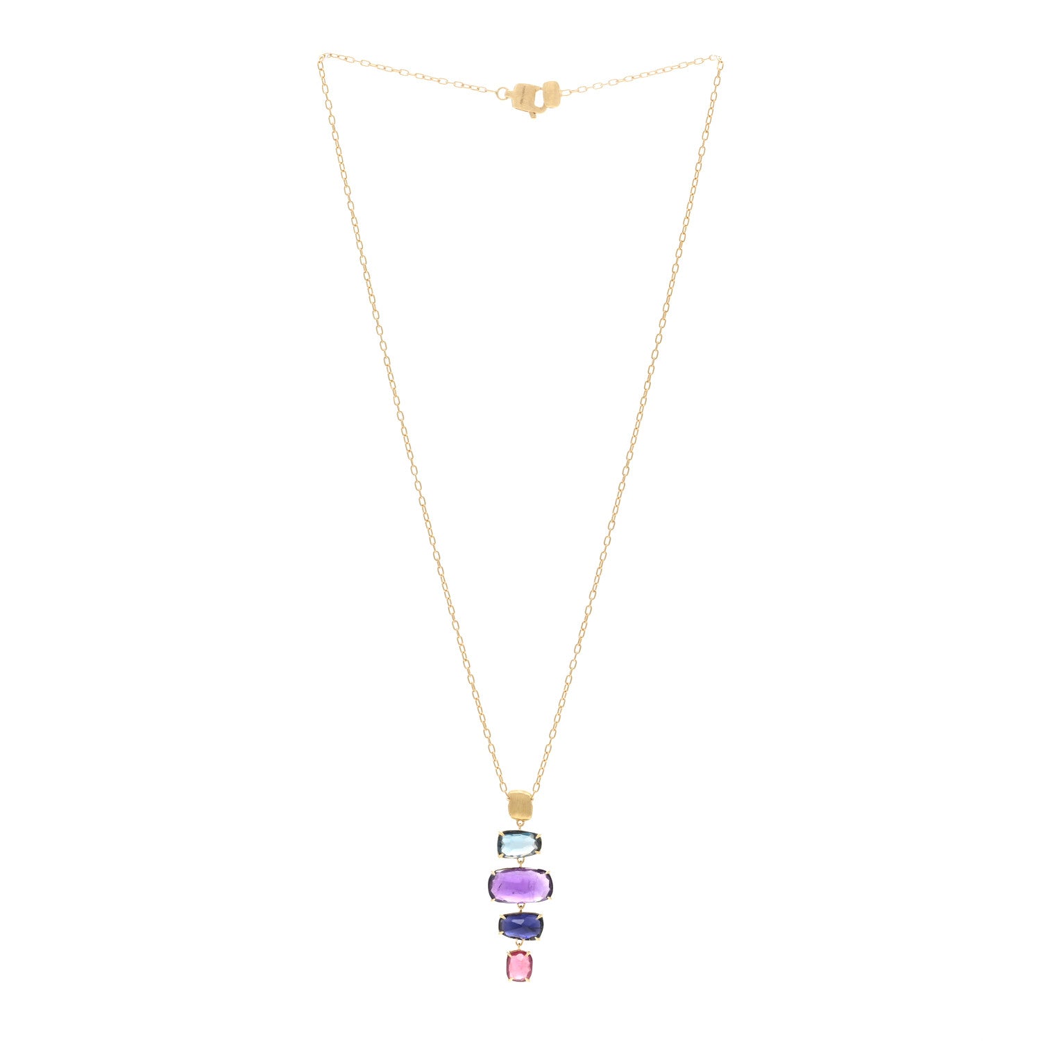 Marco Bicego 18K Yellow Gold Multi Gemstone Murano Pendant Necklace 3 of 5