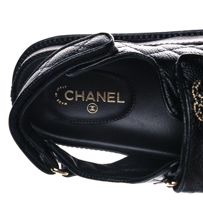 Chanel Grained Calfskin Velcro Dad Sandals 36 Black 7 of 8