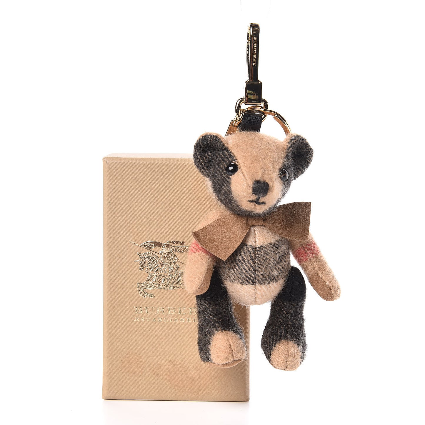 Cashmere House Check Thomas Bear Bag Charm Camel Gold
