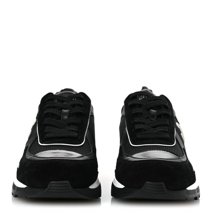 Chanel Mixed Fibers Suede Shiny Calfskin Womens CC Sneakers 40.5 Black 3 of 11