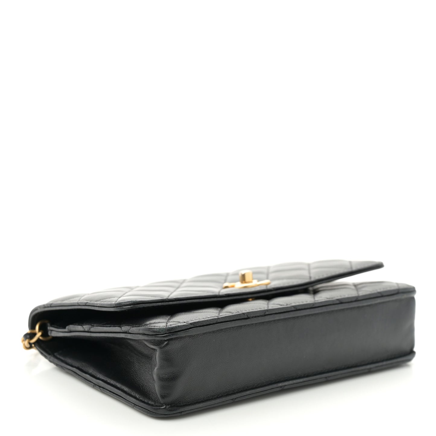Lambskin Quilted CC Pearl Crush Wallet on Chain WOC Black