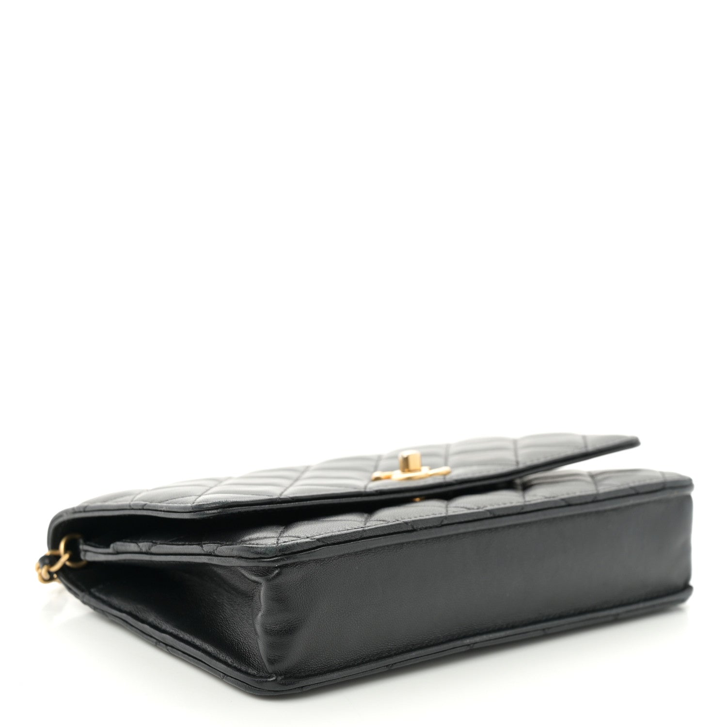 Chanel Lambskin Quilted CC Pearl Crush Wallet on Chain WOC Black 4 of 13