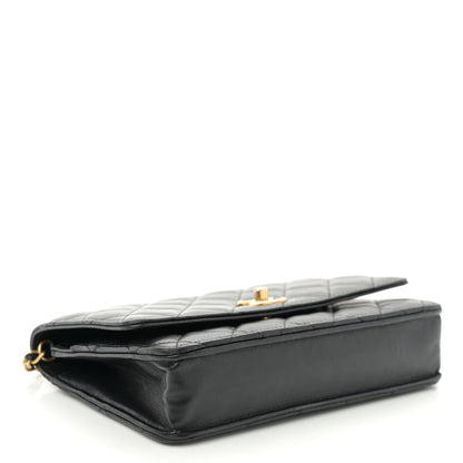 Chanel Lambskin Quilted CC Pearl Crush Wallet on Chain WOC Black 4 of 13