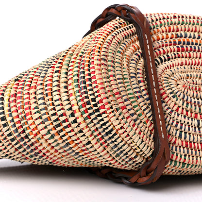 Prada Paglia Vitello Woven Braided Basket Tote Multicolor Cognac 7 of 8
