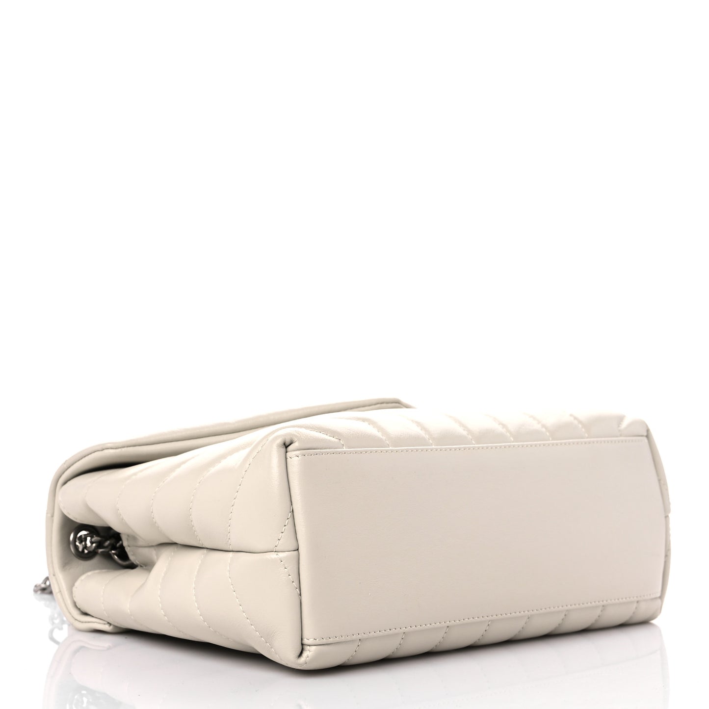 Calfskin Y Quilted Monogram Small Loulou Chain Satchel Ivory