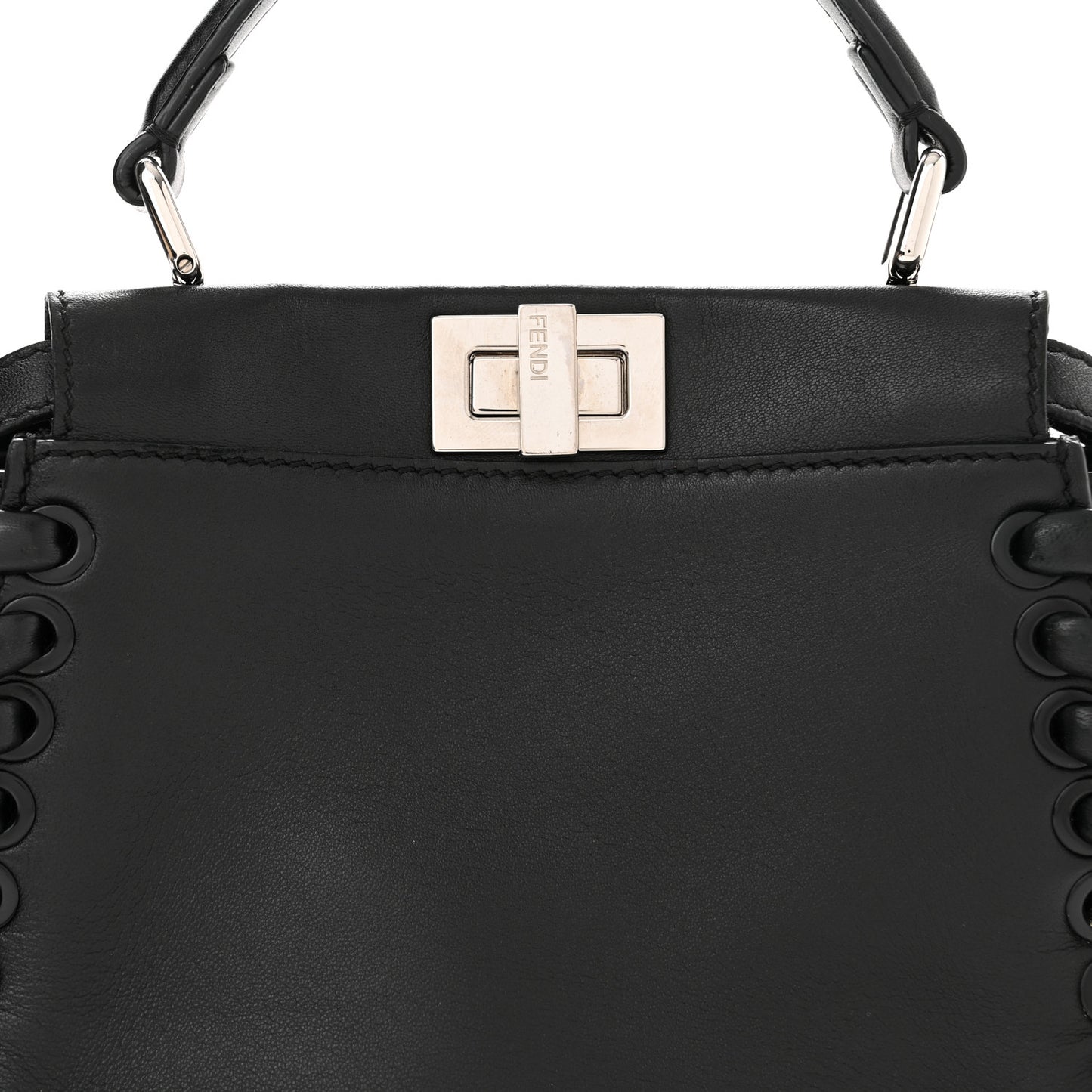 Nappa Lace Up Mini Peekaboo Iconic Satchel Black