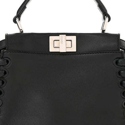 Fendi Nappa Lace Up Mini Peekaboo Iconic Satchel Black 8 of 11