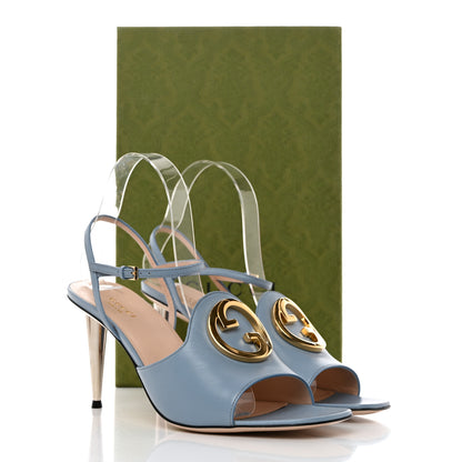 Gucci Malaga Kid Blondie 85mm Slingback Sandals 39 Cloudy Blue 2 of 9