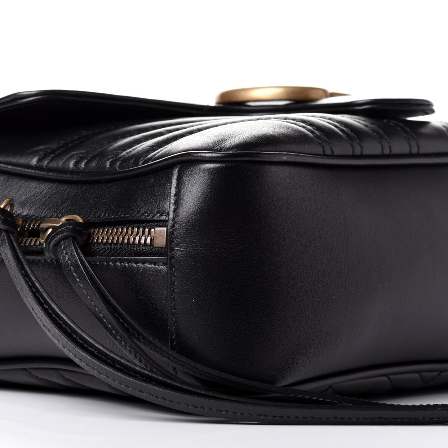 Calfskin Matelasse Sylvie Web Small GG Marmont Top Handle Shoulder Bag Black