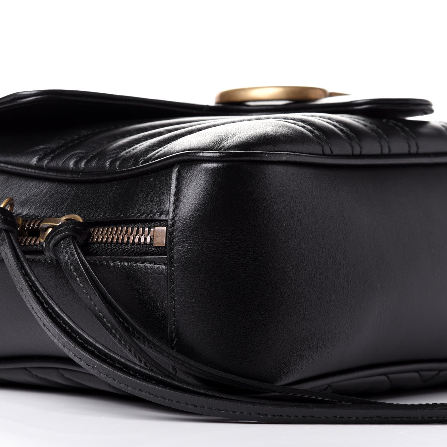 Gucci Calfskin Matelasse Sylvie Web Small GG Marmont Top Handle Shoulder Bag Black 9 of 11