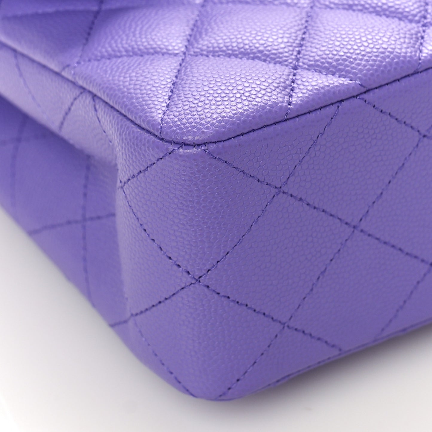 Caviar Quilted Small Double Flap Purple