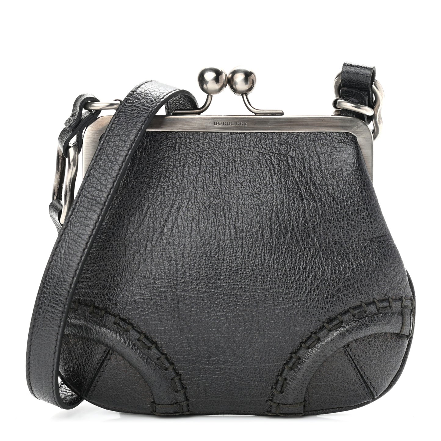 Goatskin Frame Crossbody Bag Grey