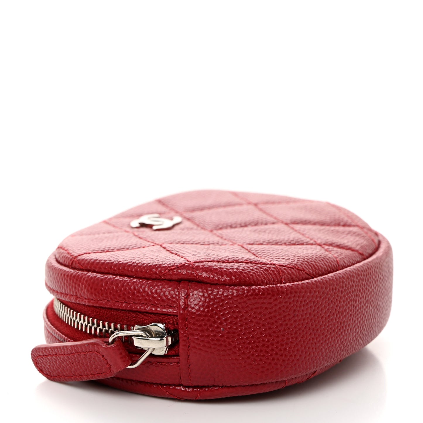 Caviar Quilted Zip Around Classic Coin Purse Red