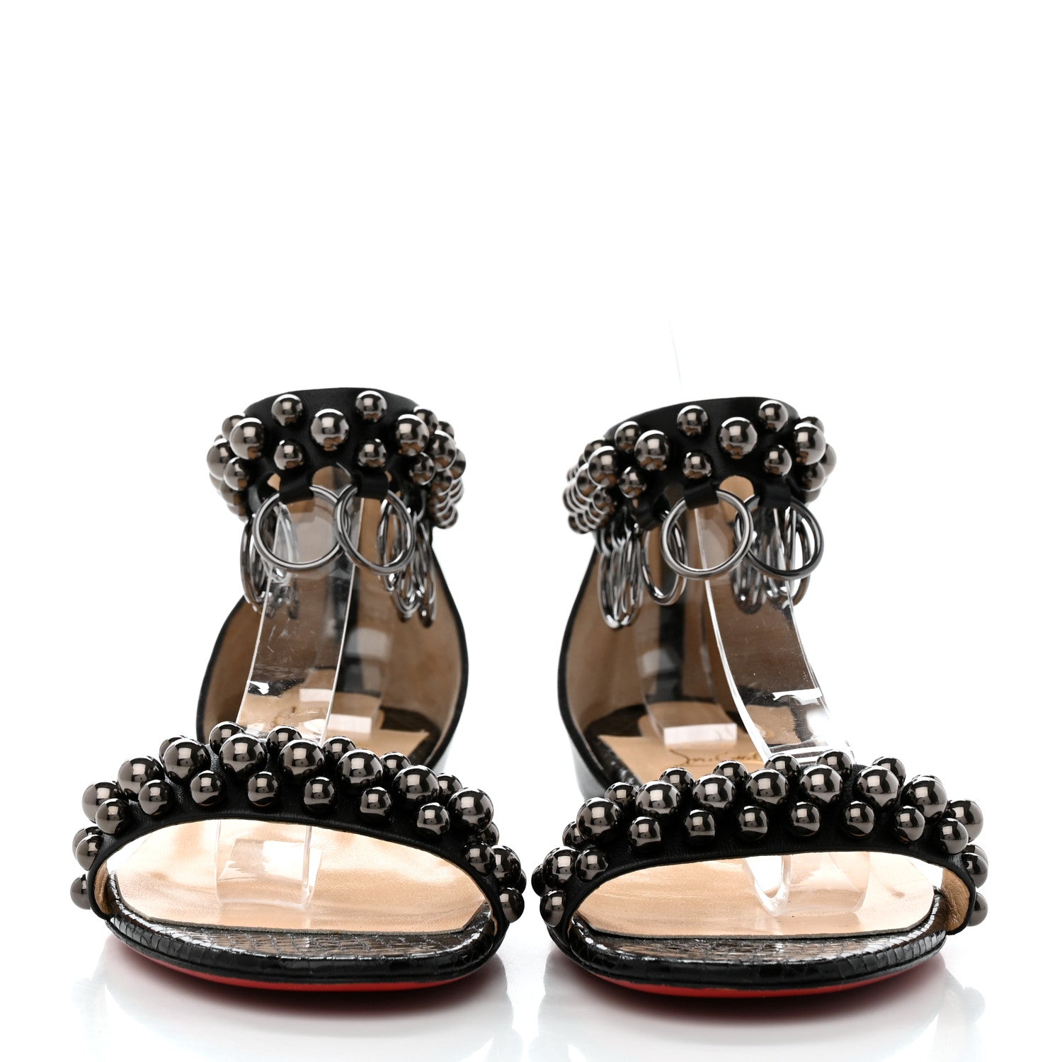 Christian Louboutin Shiny Nappa Lame Sirene Gypsoflat Sandals 40 Black 2 of 8