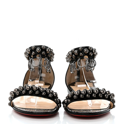 Christian Louboutin Shiny Nappa Lame Sirene Gypsoflat Sandals 40 Black 2 of 8
